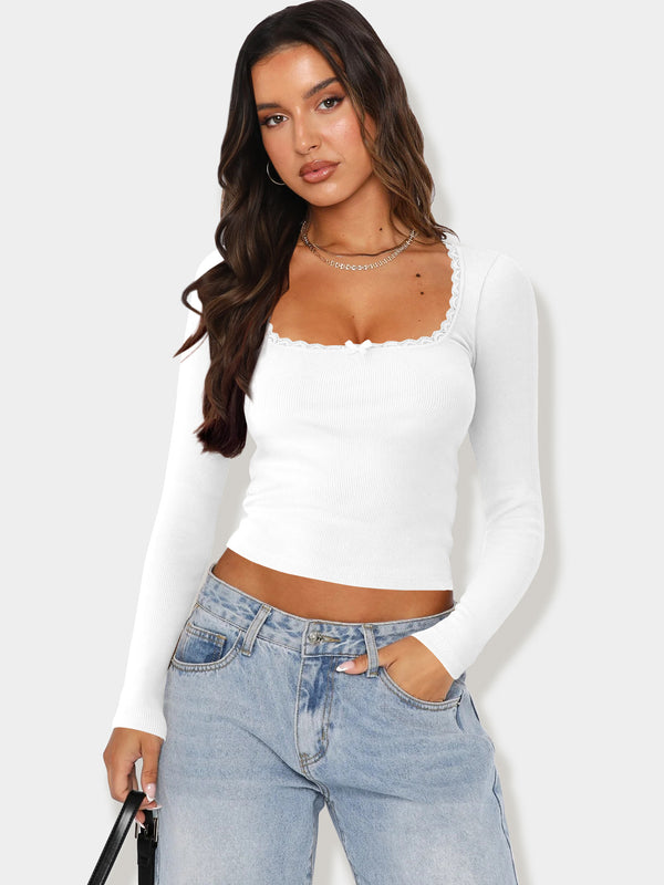 Fitted Lace U-neck Camisole Top