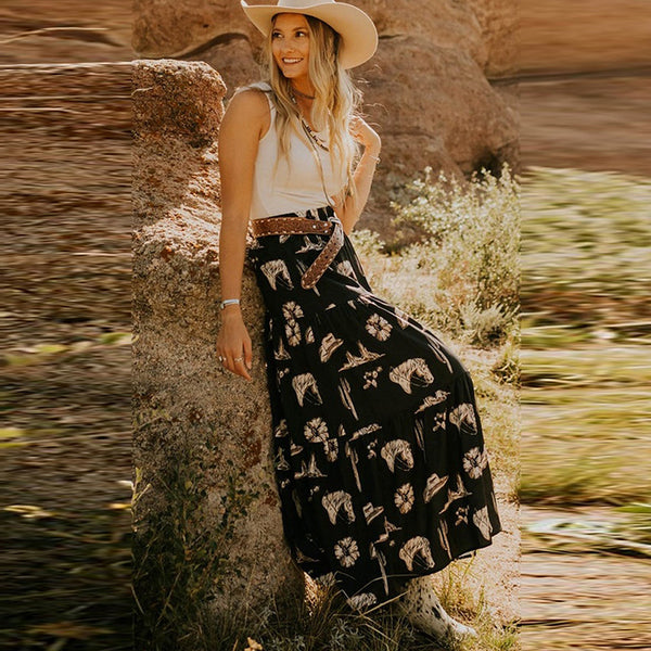 Hip-Covering High Waist Maxi Skirt