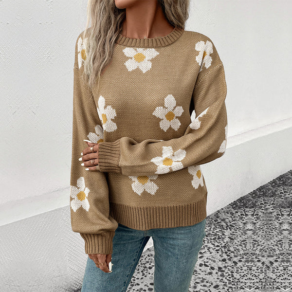 New Fashion Women's Long Sleeve Jacquard Sweater