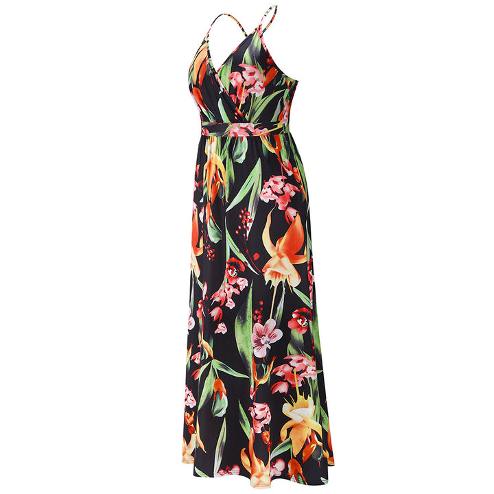 New Bohemian Floral Strap Maxi Dress Plus Size - ONEK