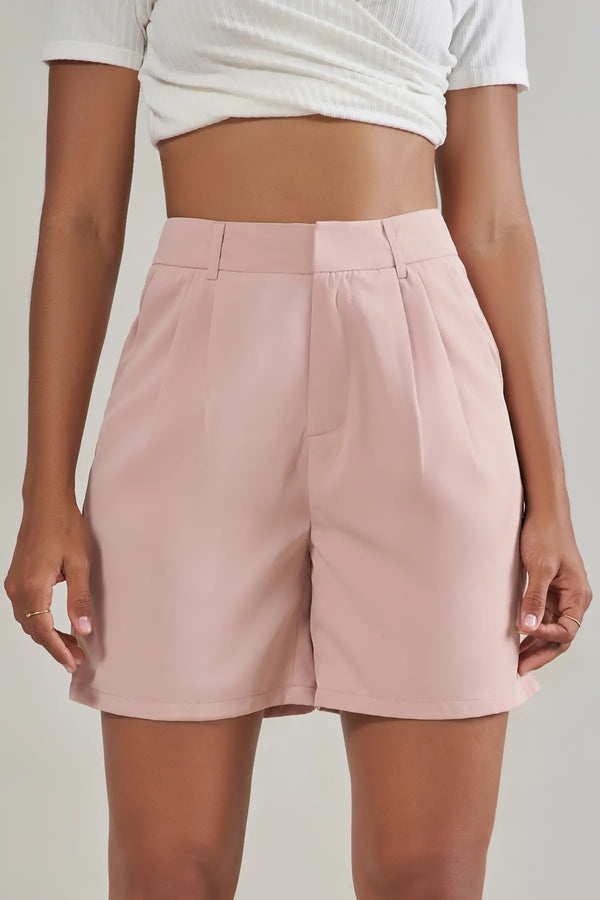 Plicated Pocket Straight Leg Shorts