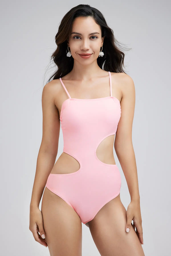 Cut Out Spaghetti Strap One Piece Swimsuit