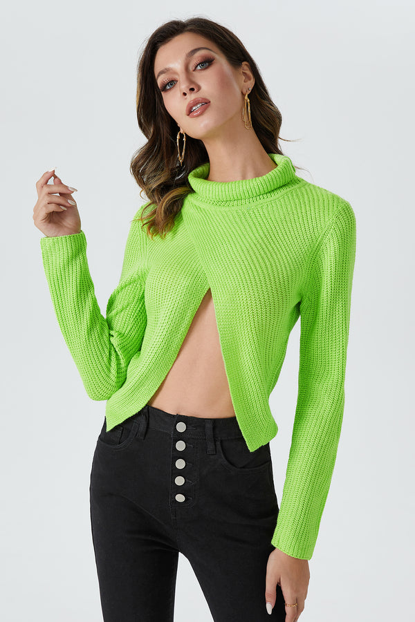 Party Split Front Turtleneck Jumper