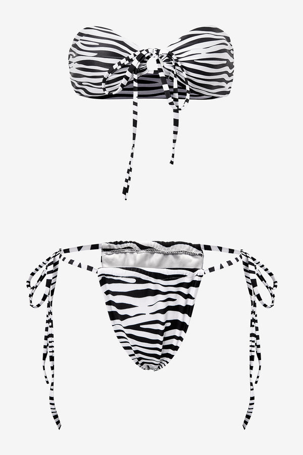 Zebra Striped Bandeau Tie Side Bikini