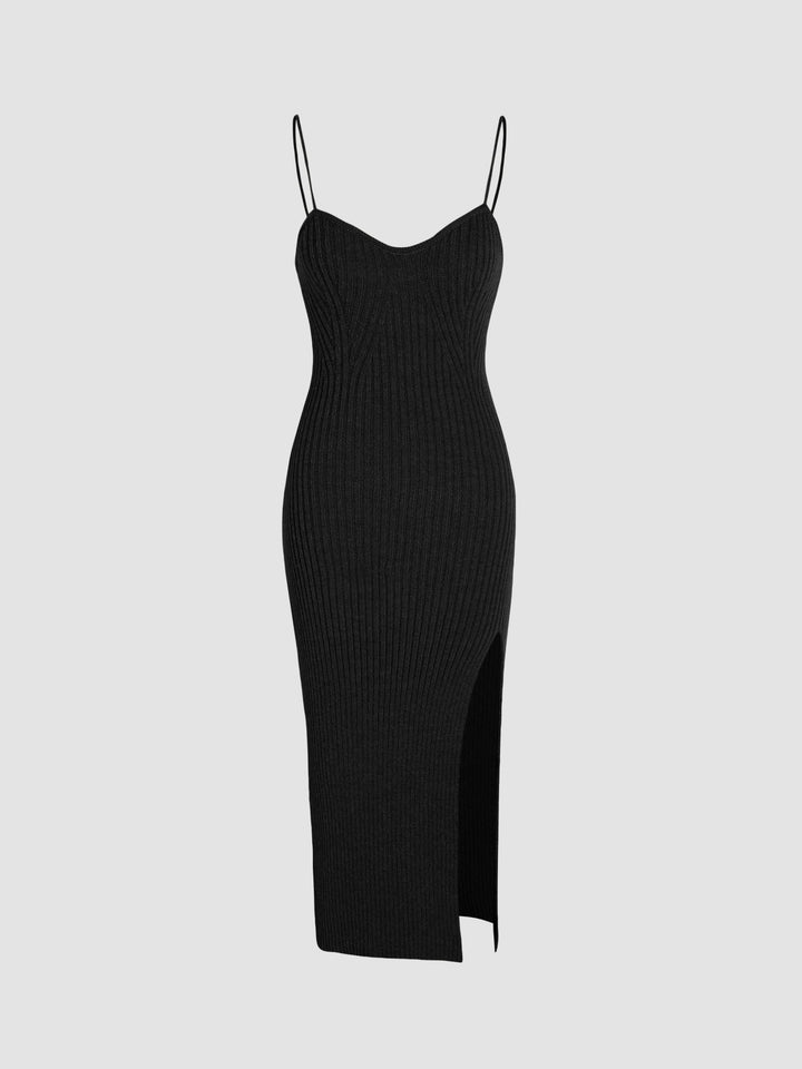 Mimi Cuttrell Knit Solid Cami Split Midi Dress & Crop Top - ONEK