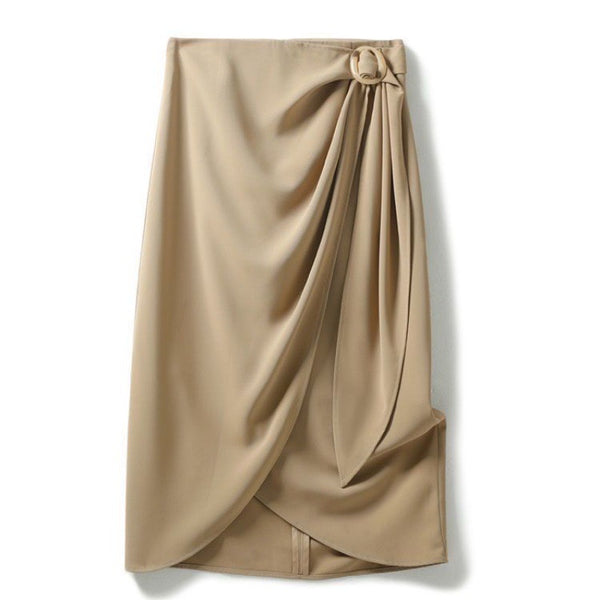 Wrap Asymmetrical Hem Midi Skirt