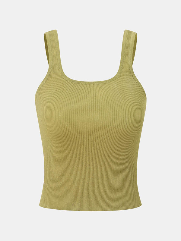 Women's Rib Plain Tank Top Cami Top Tee