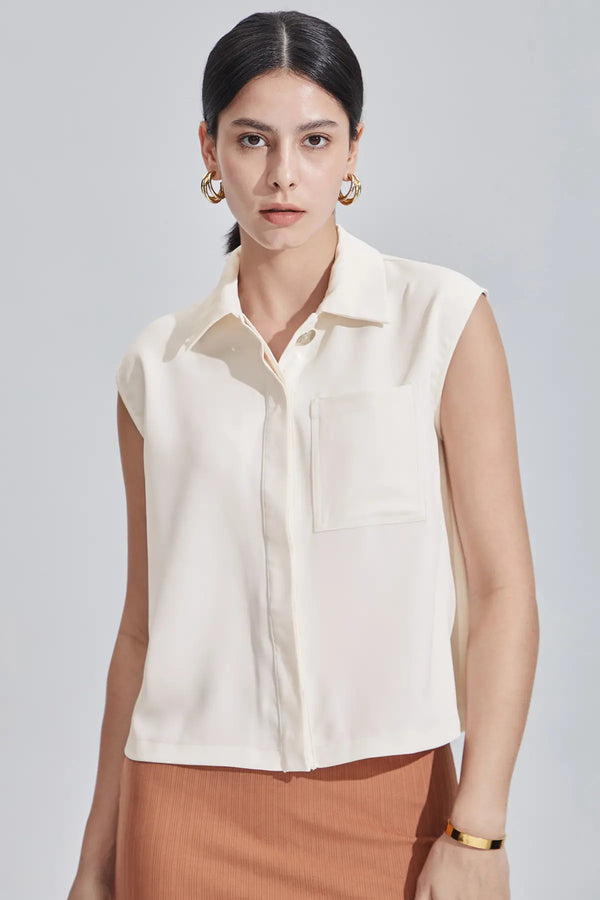 Collar Neck Button Front Top