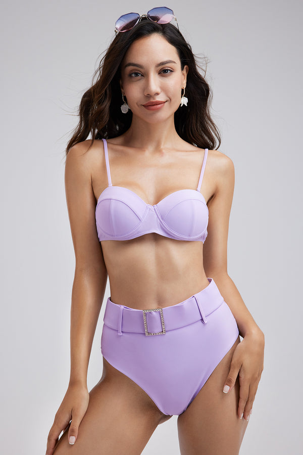 Push Up High Waist Bikini With Belt