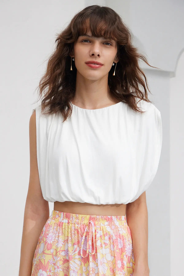 Ruched Asymmetrical Crop Top