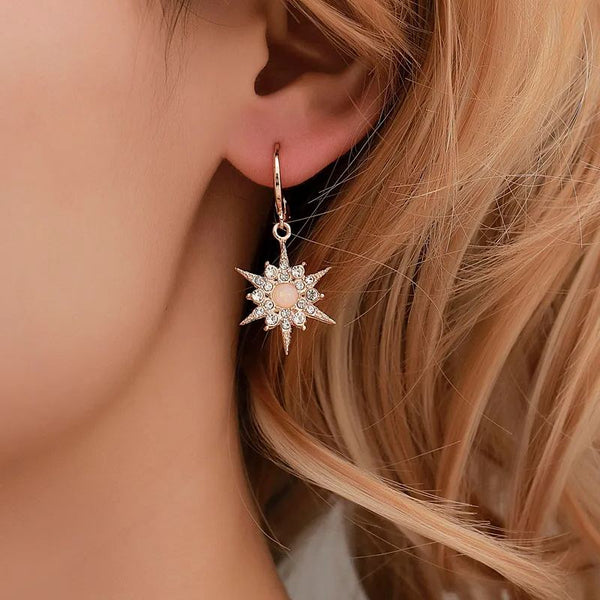 Diamond sun flower earrings